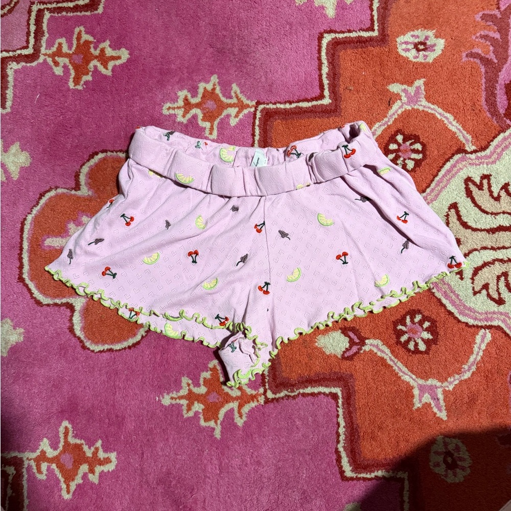 Urban outfitters Women's Pink fruit embroidered sleep pointelle Shorts